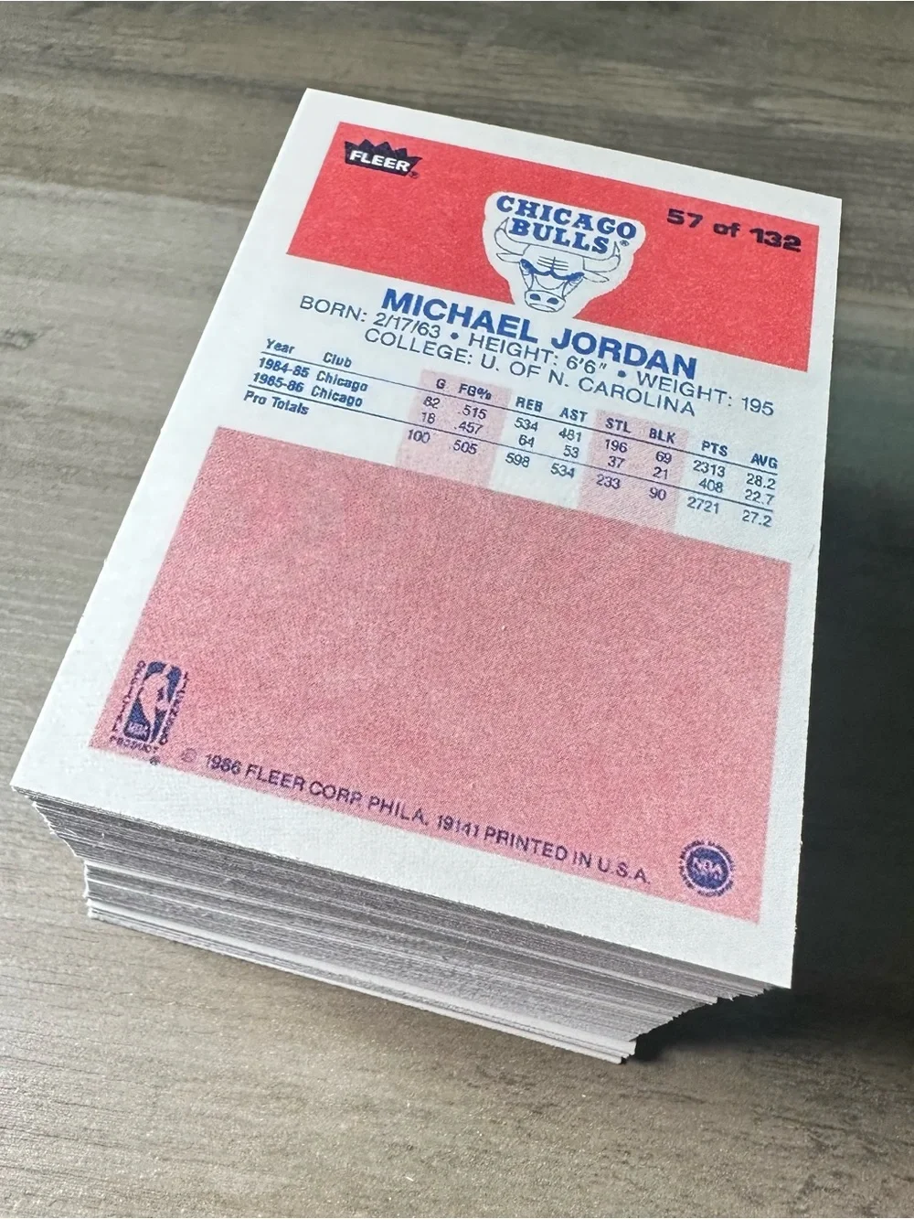 Michael Jordan Rookie Lot of (100) 1986 Fleer #57 Novelty Cards. Chicago Bulls.